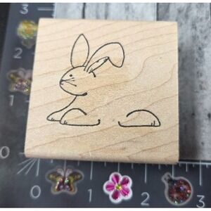 Limited Edition Rabbit Bunny Outline Sketch 1997 Rubber Stamp Wood #A19